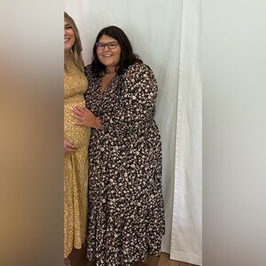 Black Floral Long Sleeve Maxi Dress